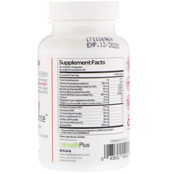 Health Plus, Limpieza de los Riñones, 550 mg, 60 cápsulas - Imagen 2