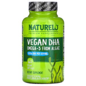 NATURELO, DHA vegano, Omega-3 de algas, 800 mg, 60 cápsulas veganas
