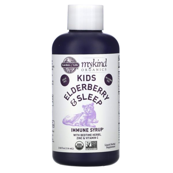 Garden of Life, Mykind Organics, Kids Elderberry & Sleep, Immune Syrup with Bedtime Herbs, Zinc & Vitamin C, 3.92 fl oz ( 116 ml) - Imagen 3