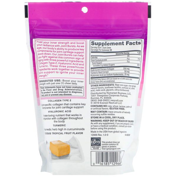 Neocell, Joint Bursts, Frutas tropicales, 30 comprimidos masticables blandos - Imagen 2