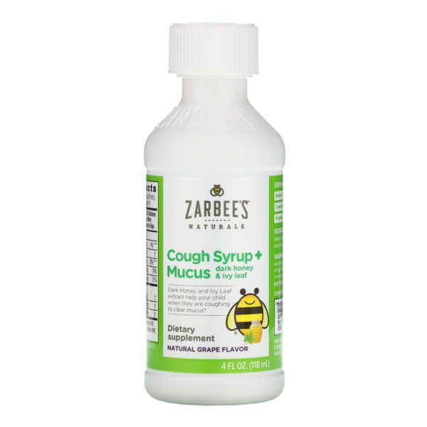 Zarbee's, Children's Cough Syrup + Mucus, Dark Honey & Ivy Leaf, For Children 12 Months+, Natural Grape Flavor, 4 fl oz (118 ml) - Imagen 3