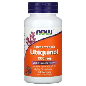 Now Foods, Ubiquinol, Concentración extra, 200 mg, 60 cápsulas blandas