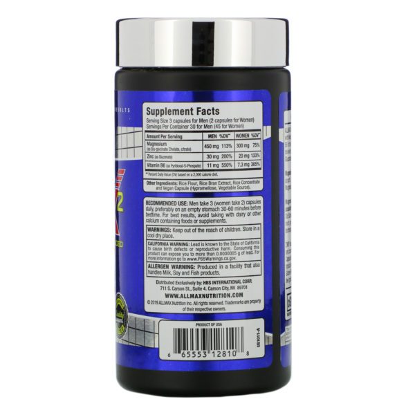 ALLMAX Nutrition, ZMX2 avanzado, 90 cápsulas - Imagen 2