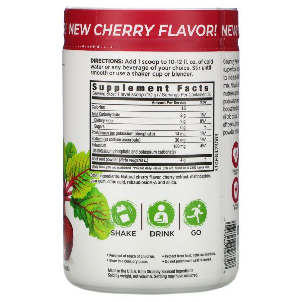 Country Farms, Bountiful Beets, Whole Food Beet Extract, Cherry Flavor, 10.6 oz (300 g) - Imagen 2