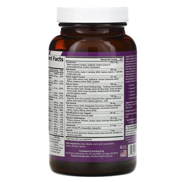 Pure Essence, Longevity para mujeres, 120 comprimidos - Imagen 3