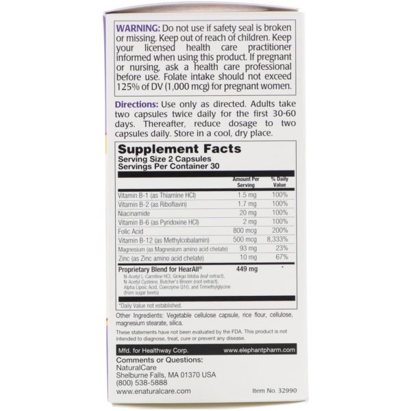 NaturalCare, HearAll, Healthy Hearing Support Formula, 60 Capsules - Imagen 2