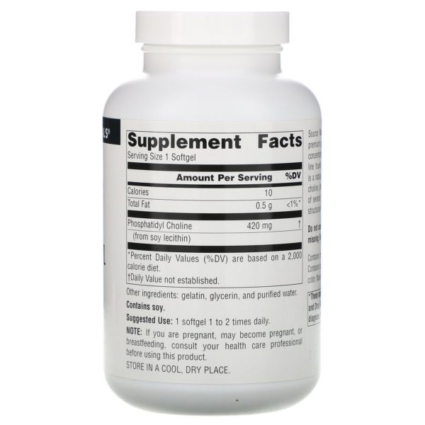 Source Naturals, Phosphatidyl Choline, In Lecithin, 420 mg, 180 Softgels - Imagen 2