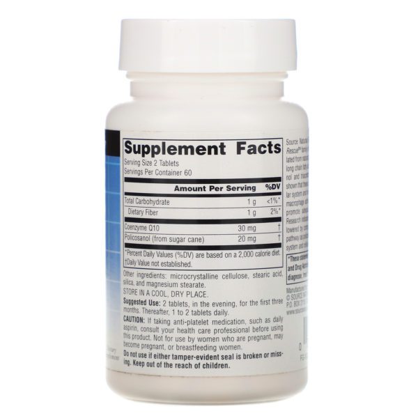 Source Naturals, Policosanol with Coenzyme Q10, 10 mg, 120 Tablets - Imagen 2