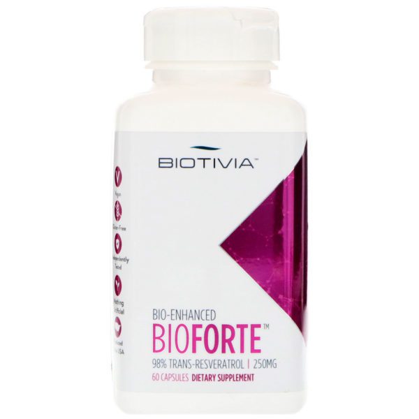 Biotivia, Bioforte, 98 % trans-resveratrol, 250 mg, 60 cápsulas