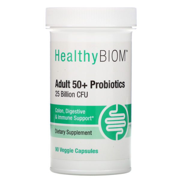 HealthyBiom, Probióticos para adultos mayores de 50 años, 25.000 millones de UFC, 90 cápsulas vegetales