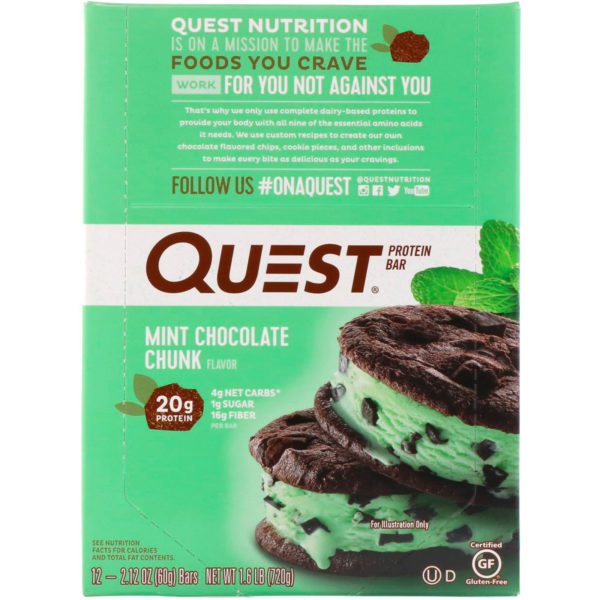 Quest Nutrition, Barra de proteínas, trozos de chocolate con menta, 12 barras, 2,12 oz (60 g) cada una - Imagen 2