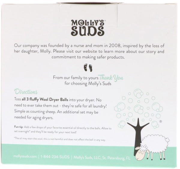 Molly's Suds, Bolas de Secado de Lana, 3 Bolas - Imagen 3