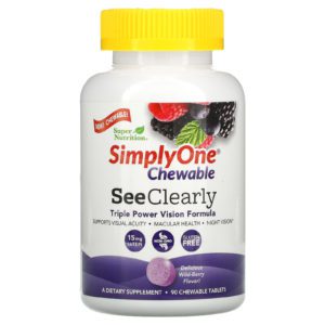 Super Nutrition, SimplyOne Chewable, See Clearly Triple Power Vision Formula, Wild-Berry, 90 Chewable Tablets