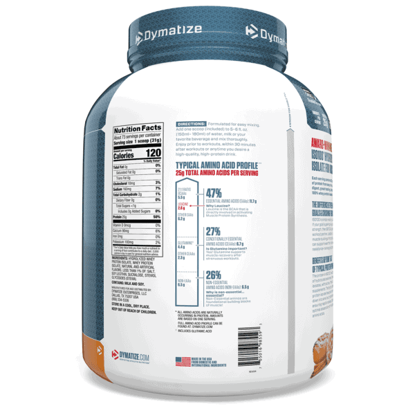 Dymatize Nutrition, ISO100 proteína hidrolizada extraída de 100% suero de leche, bollo de canela de 2.3 kg - Imagen 2