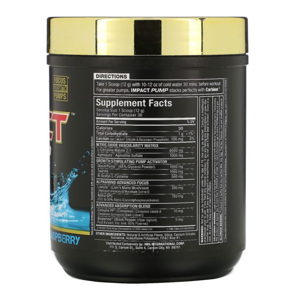 ALLMAX Nutrition, Impact Pump, Blue Raspberry, 12.7 oz (360 g) - Imagen 2