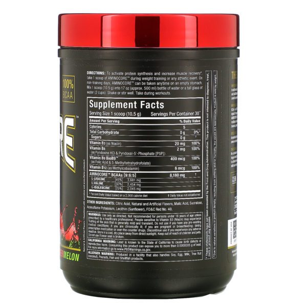 ALLMAX Nutrition, AMINOCORE, BCAA, 8 G de BCAA + 0 azúcar + 0 carbohidratos, Sandía, 315 g (0,69 lb) - Imagen 2