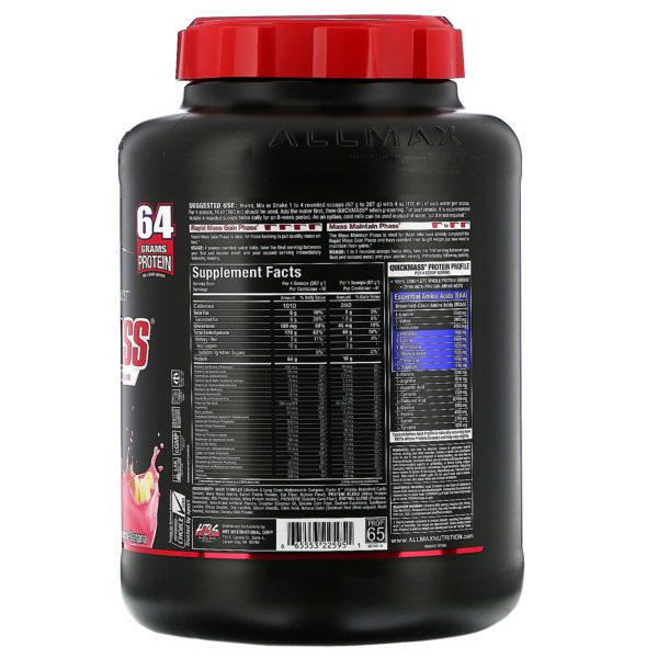 ALLMAX Nutrition, Quick Mass, catalizador para ganar masa muscular rápidamente, frutilla y banana, 6 lbs. (2.72 kg.) - Imagen 2