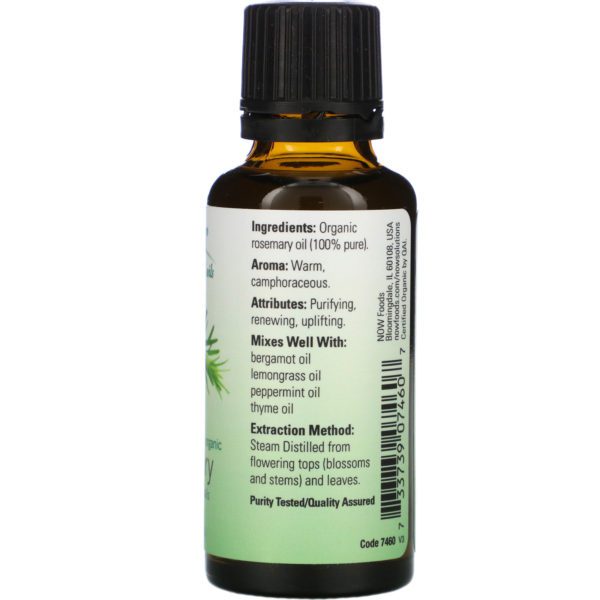 Now Foods, Aceites esenciales orgánicos, Romero, 1 fl oz (30 ml) - Imagen 2
