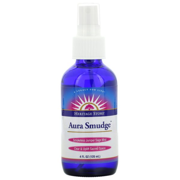Heritage Store, Aura Smudge, espray de junípero y salvia libre de humo, 4 fl oz (120 ml)