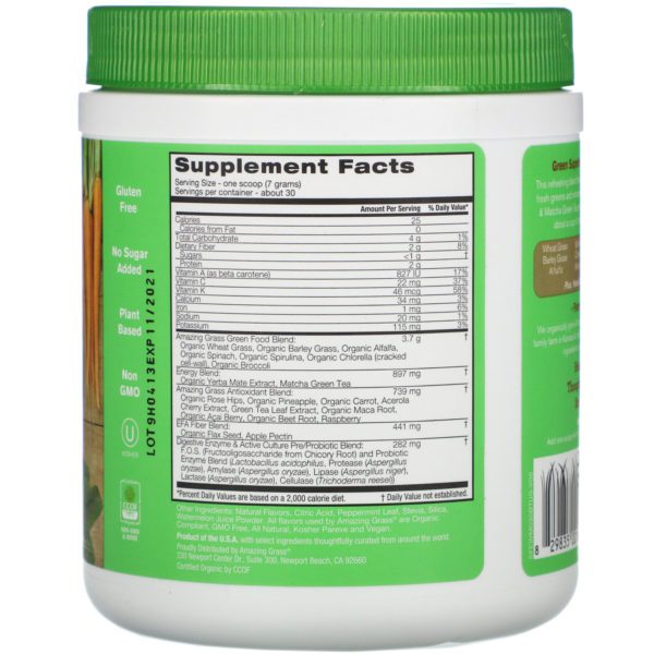Amazing Grass, Superalimento verde, Energía, Sandía, 210 g - Imagen 2