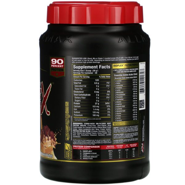 ALLMAX Nutrition, Isoflex, Pure Whey Protein Isolate, Chocolate Peanut Butter, 2 lbs (907 g) - Imagen 2