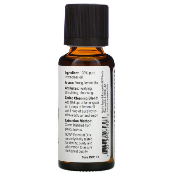 Now Foods, Aceites esenciales, lemongrass, 1 fl oz (30 ml) - Imagen 2