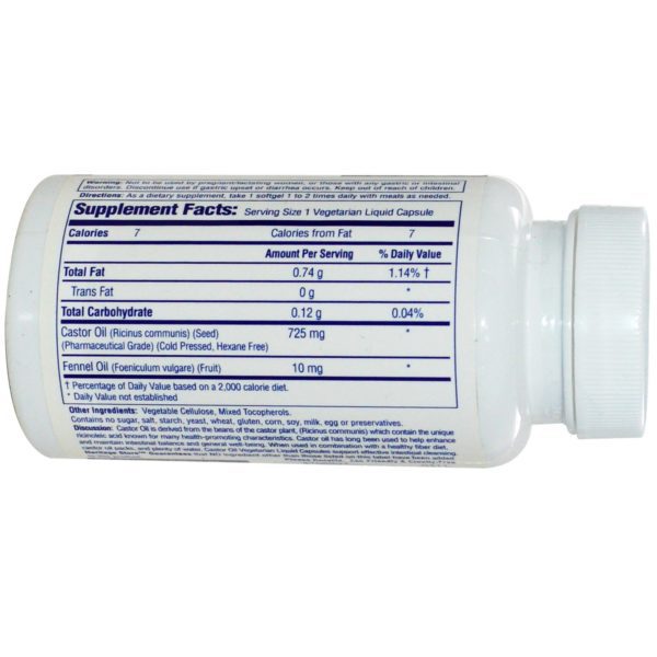 Heritage Store, Aceite de Ricino, 725 mg, 60 Cápsulas Líquidas Vegetales - Imagen 2