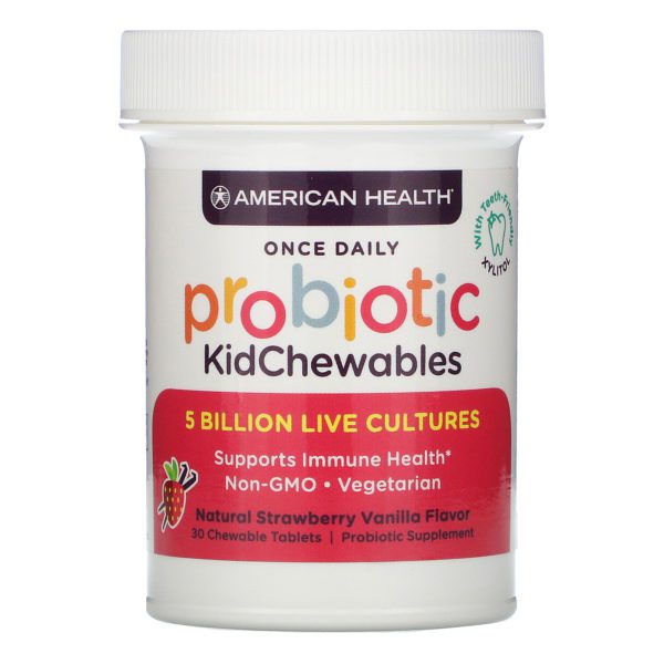 American Health, Probiotic KidChewables, Natural Strawberry Vanilla Flavor, 5 Billion Live Cultures , 30 Chewable Tablets - Imagen 3