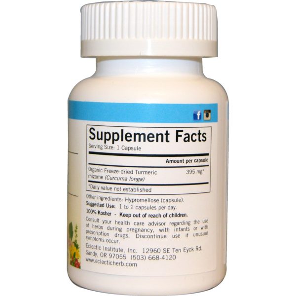 Eclectic Institute, Turmeric, 395 mg, 90 Non-GMO Veg Caps - Imagen 2