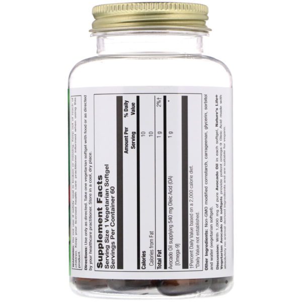 Nature's Life, Aceite de aguacate, 60 cápsulas blandas vegetarianas - Imagen 2
