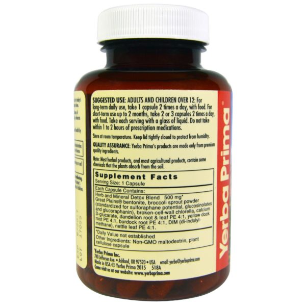Yerba Prima, 60 cápsulas desintoxicantes de bentonita + hierbas - Imagen 2
