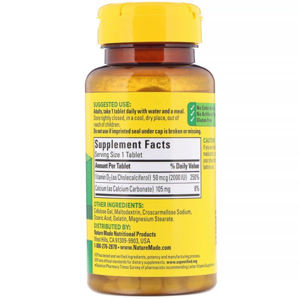 Nature Made, Vitamin D3, 50 mcg, 100 Tablets - Imagen 2