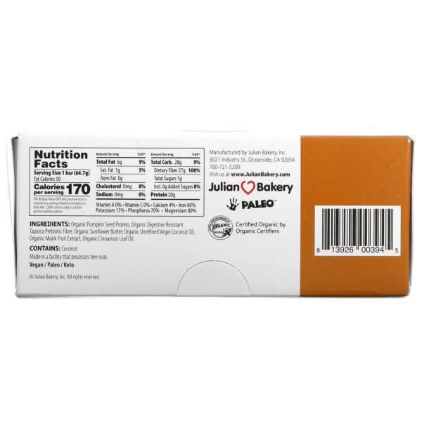 Julian Bakery, Pegan Thin Protein Bar, Ginger Snap Cookie, 12 Bars, 2.28 oz (64.7 g) Each - Imagen 3