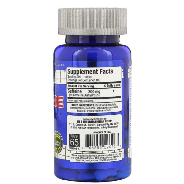 ALLMAX Nutrition, Cafeína, 200 mg, 100 comprimidos - Imagen 2