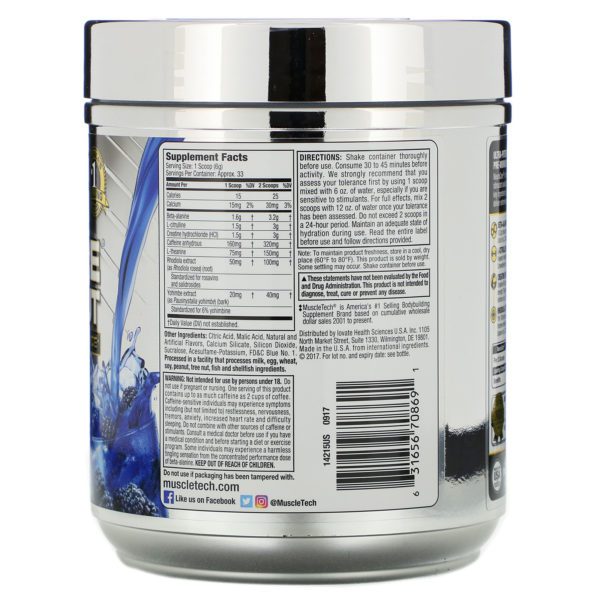 Muscletech, Pro Series, Nuerocore Preentrenamiento, frambuesa azul helada, 8,08 oz (229 g) - Imagen 2