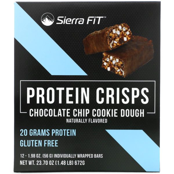 Sierra Fit, Barritas proteicas crocantes, Chispas de chocolate y pasta de galletitas, 12 barritas, 56 g (1,98 oz) cada una - Imagen 2
