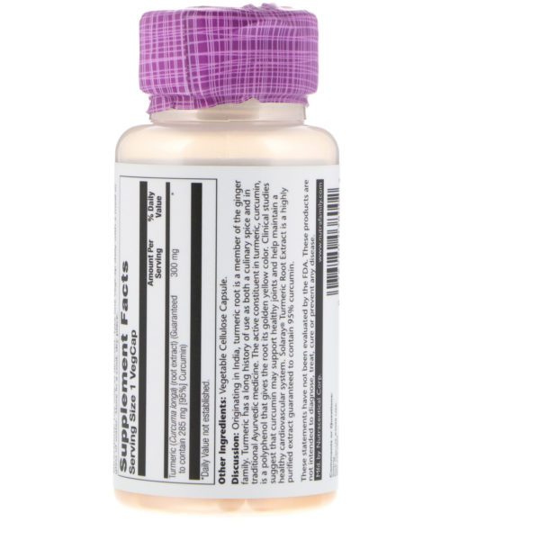 Solaray, Extracto de raíz de cúrcuma, 300 mg, 60 cápsulas vegetarianas - Imagen 2