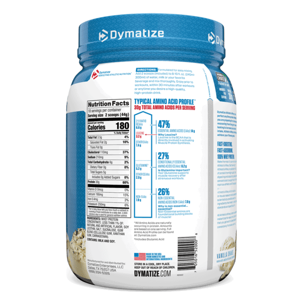 Dymatize Nutrition, Suero para atletas, batido de vainilla, 792 g (1,75 lb) - Imagen 2
