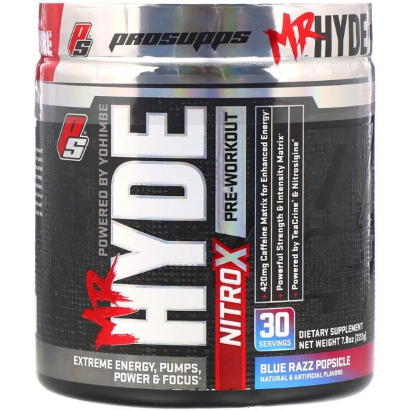 ProSupps, Mr. Hyde, Nitro X, Suplemento preentrenamineto, Nieve de mora, 222 g (7,8 oz)