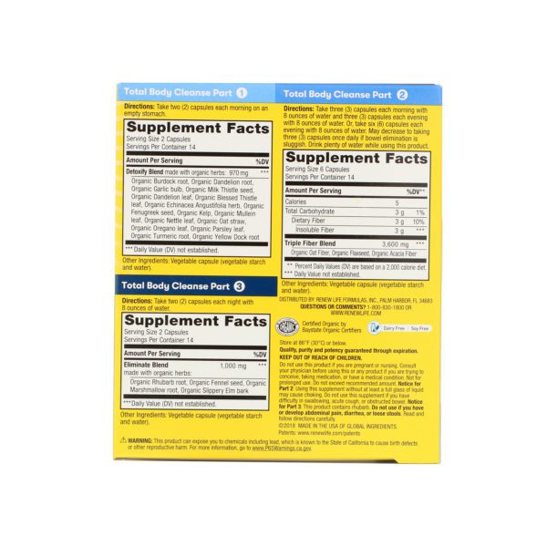 Renew Life, 14-Day Total Body Cleanse, 3-Part Program, Vegetarian Capsules - Imagen 2
