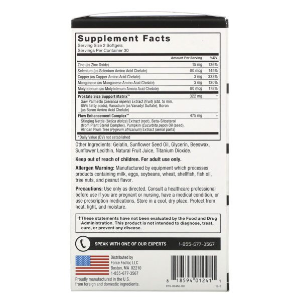 Force Factor, Prostate, Natural Prostate Health Solution, 60 Easy-To-Swallow Softgels - Imagen 2