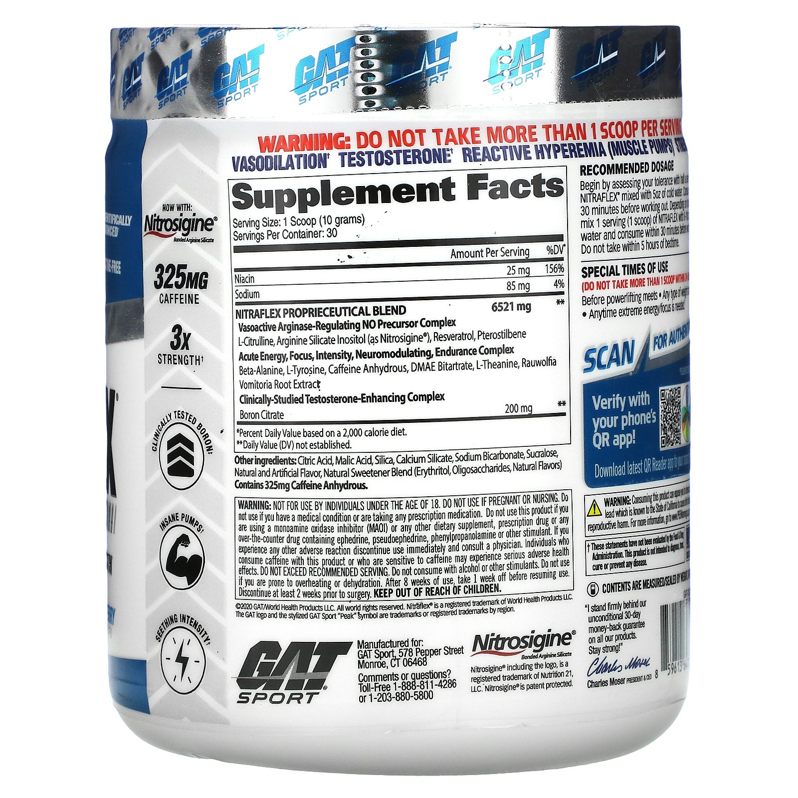 GAT, Sport, NITRAFLEX, Blue Raspberry, 10.6 oz (300 g) | Allnatural