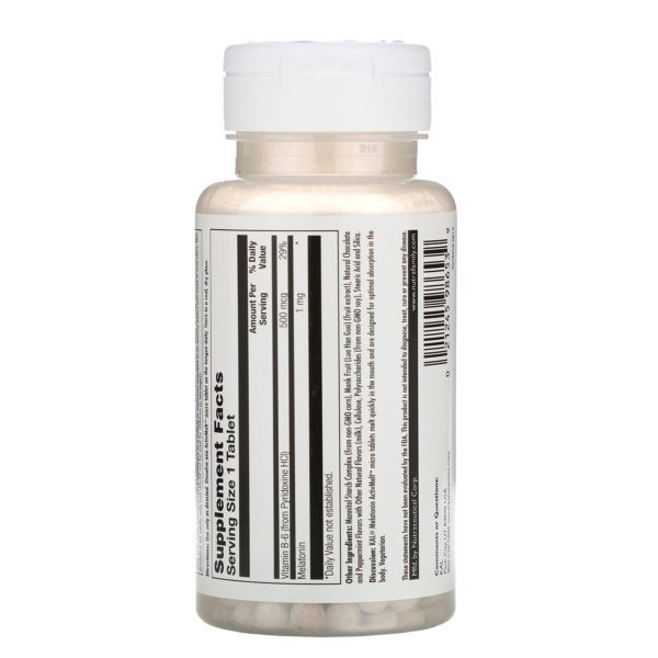 KAL, Melatonina, Sabor natural a chocolate y menta, 1 mg , 120 Microtabletas - Imagen 2