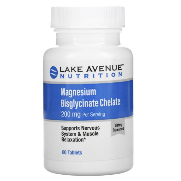 Lake Avenue Nutrition, Quelato de bisglicinato de magnesio, 200 mg, 60 comprimidos