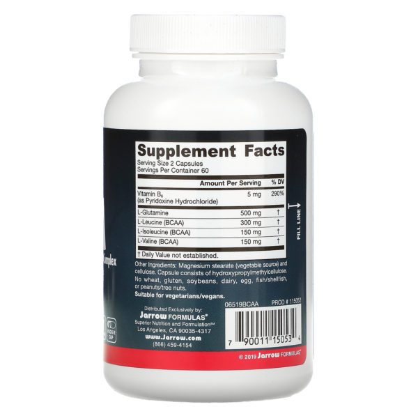 Jarrow Formulas, Complejo de aminoácido de cadena ramificada (BCAA), 120 cápsulas vegetales - Imagen 2