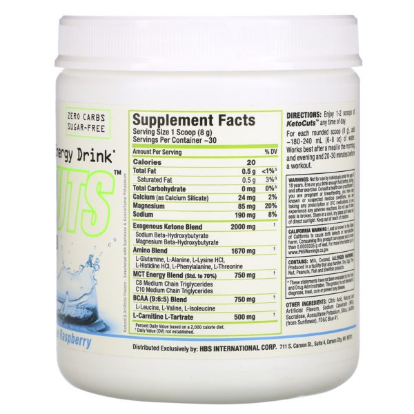 ALLMAX Nutrition, KetoCuts, Ketogenic Energy Drink, Blue Raspberry, 8.47 oz (240 g) - Imagen 2