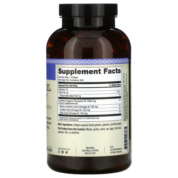 NatureWise, Flaxseed Oil, 240 Softgels - Imagen 2