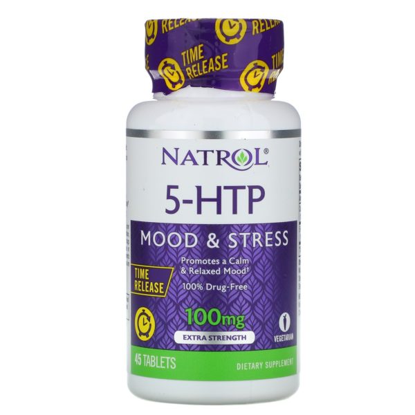 Natrol, 5-HTP, Liberación en el tiempo, fuerza extra, 100 mg, 45 tabletas
