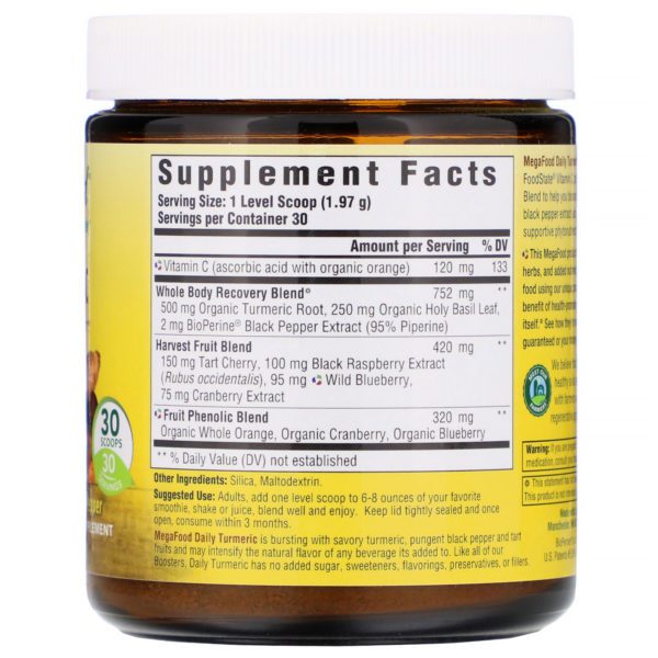MegaFood, Daily Turmeric, Nutrient Booster Powder, Unsweetened, 2.08 oz (59.1 g) - Imagen 2