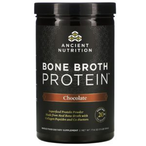Dr. Axe / Ancient Nutrition, Bone Broth Protein, Proteína de caldo de huesos, Chocolate, 504 g (17,8 oz)